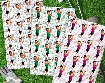 Personalized Golf Towel For Golf Player, Custom Funy Photo Name Golf Towel, Golfer Towel, Father's Day Gift For Husband, Daddy, Sport Towel