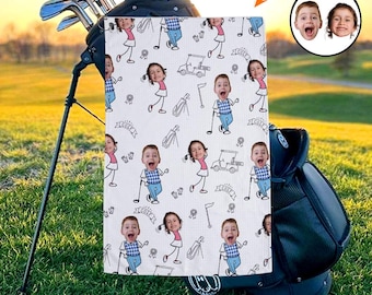 Peeosbalized Golf Towel With Kids Photo, Custom Kid Best Dad By Par Golf Towel, Father's Day Gift For Dad, Baby Face Towel, Golf Lovers Gift
