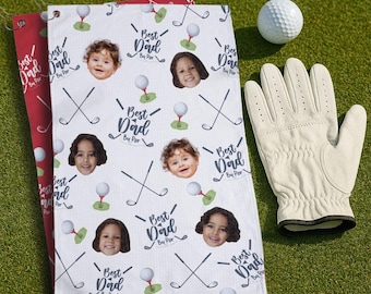 Personalized Photo Golf Towel, Custom Kid Photo Golf Gift, Best Dad By Par Towel, Father's Day Gift For Daddy, Funny Golfer Baby Face Towel
