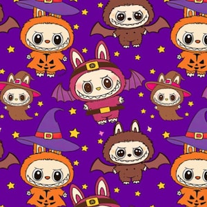 Labubu Fabric Cartoon Print - Premium 100% Cotton Soft Flannel Fabric for Baby Clothes, DIY Sewing, Quilting,Sold by The Yard