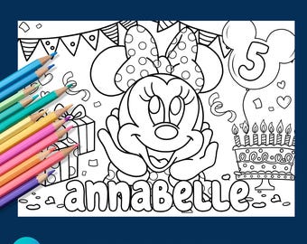 Minnie Mouse Kleurplaat Placemat Bewerkbare tekst, Kleurplaat Verjaardag