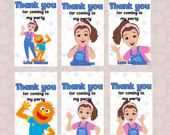 6 individual Editable Birthday Thank you Tags, Ms Rachel