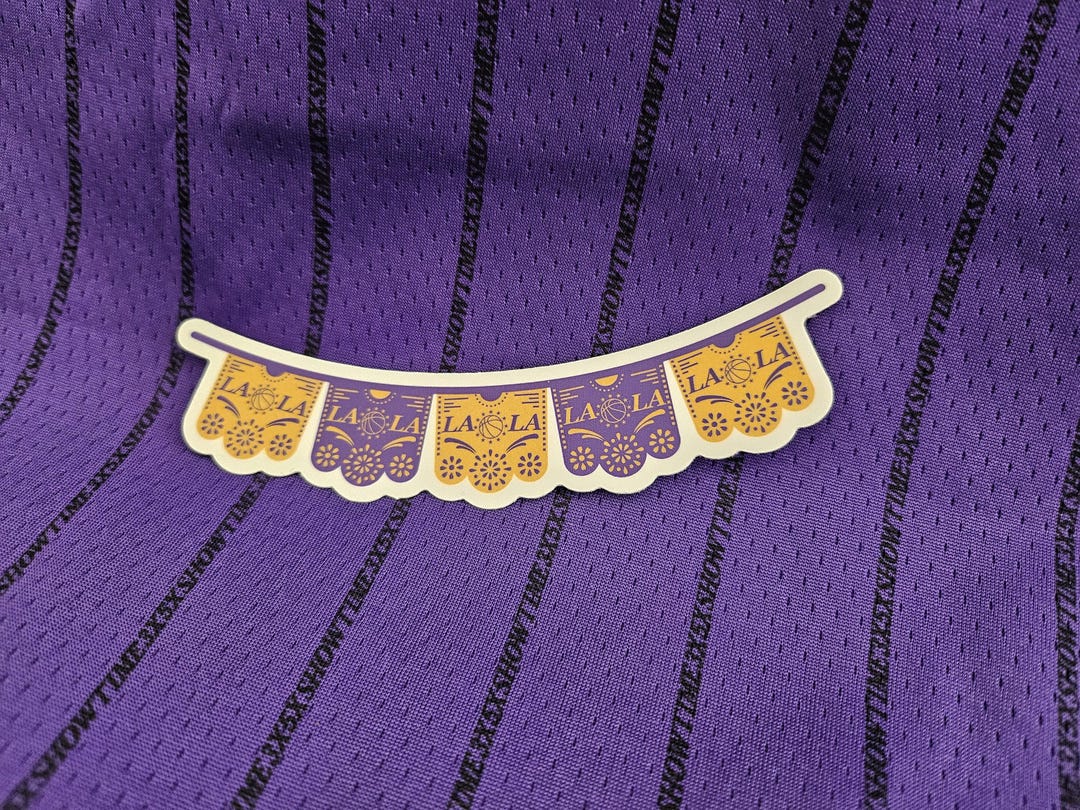 Lakers Sticker - Papel Picado, LA Basketball, Los Angeles Purple and ...