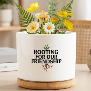 Cute Best Friend Birthday Gift Rooting for Our Friendship Planter Ceramic Plant Pot Heartwarming Bestie Present Thoughtful Care Package Gift