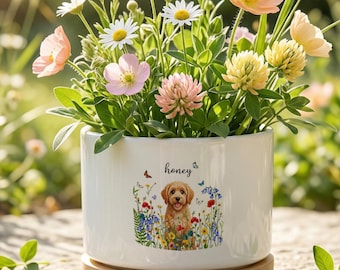 Maceta personalizada con retrato de mascota, maceta personalizada para perro o gato, maceta para plantas de flores silvestres, regalo para amantes de las mascotas, maceta para suculentas de interior.