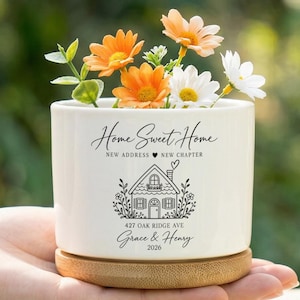 Personalized New Home Planter, Housewarming Plant Pot Gift, New Home Gift For Couple, First Home Keepsake, Realtor Closing Gift