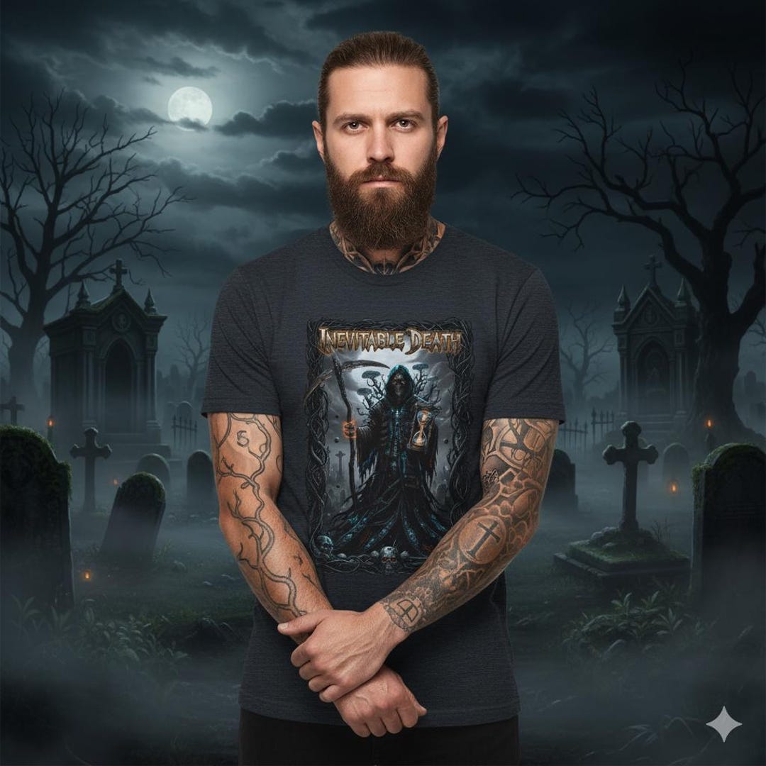 Skull Shirt Inevitable Death | Grim Reaper T Shirt | Gothic Dark Art ...