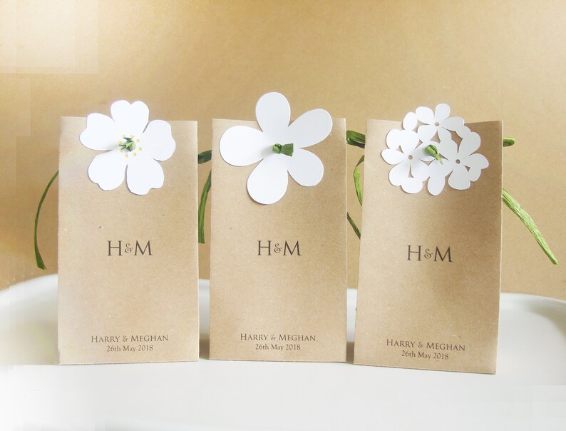 Wedding Favour Bags Mini Tall Personalised With White Flowers Etsy