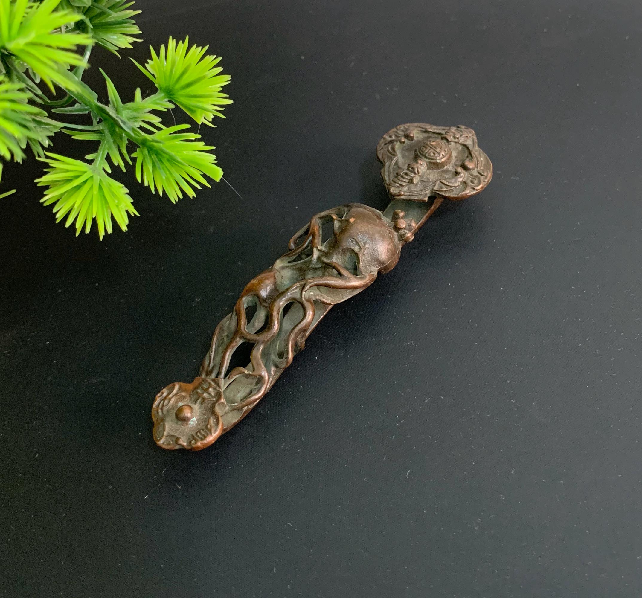Vintage Bronze Carved Ruyi Statue. Fengshui Statue - Etsy