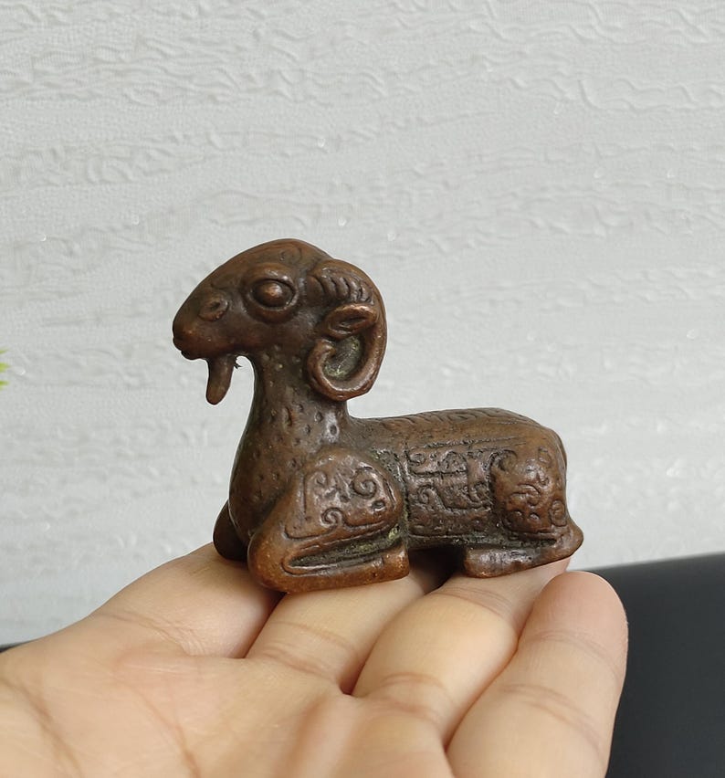 Vintage Bronze Carved Goat Statue - Etsy