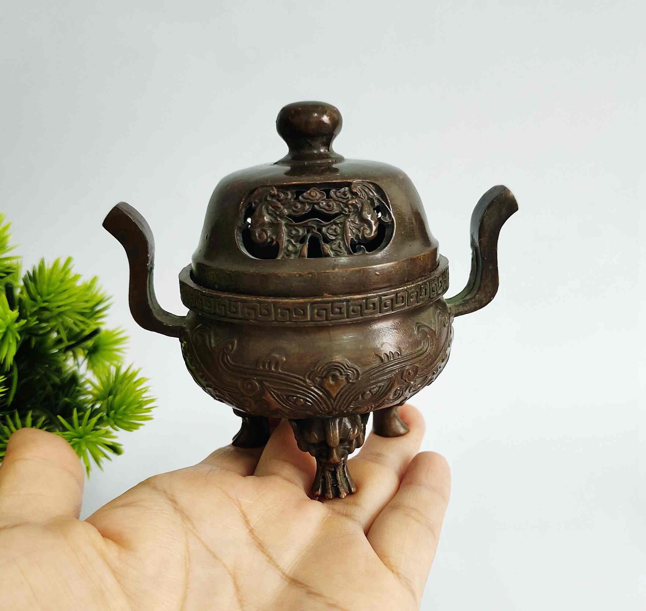 ヴィンテージブロンズ彫刻ドラゴン香炉 - Etsy 日本