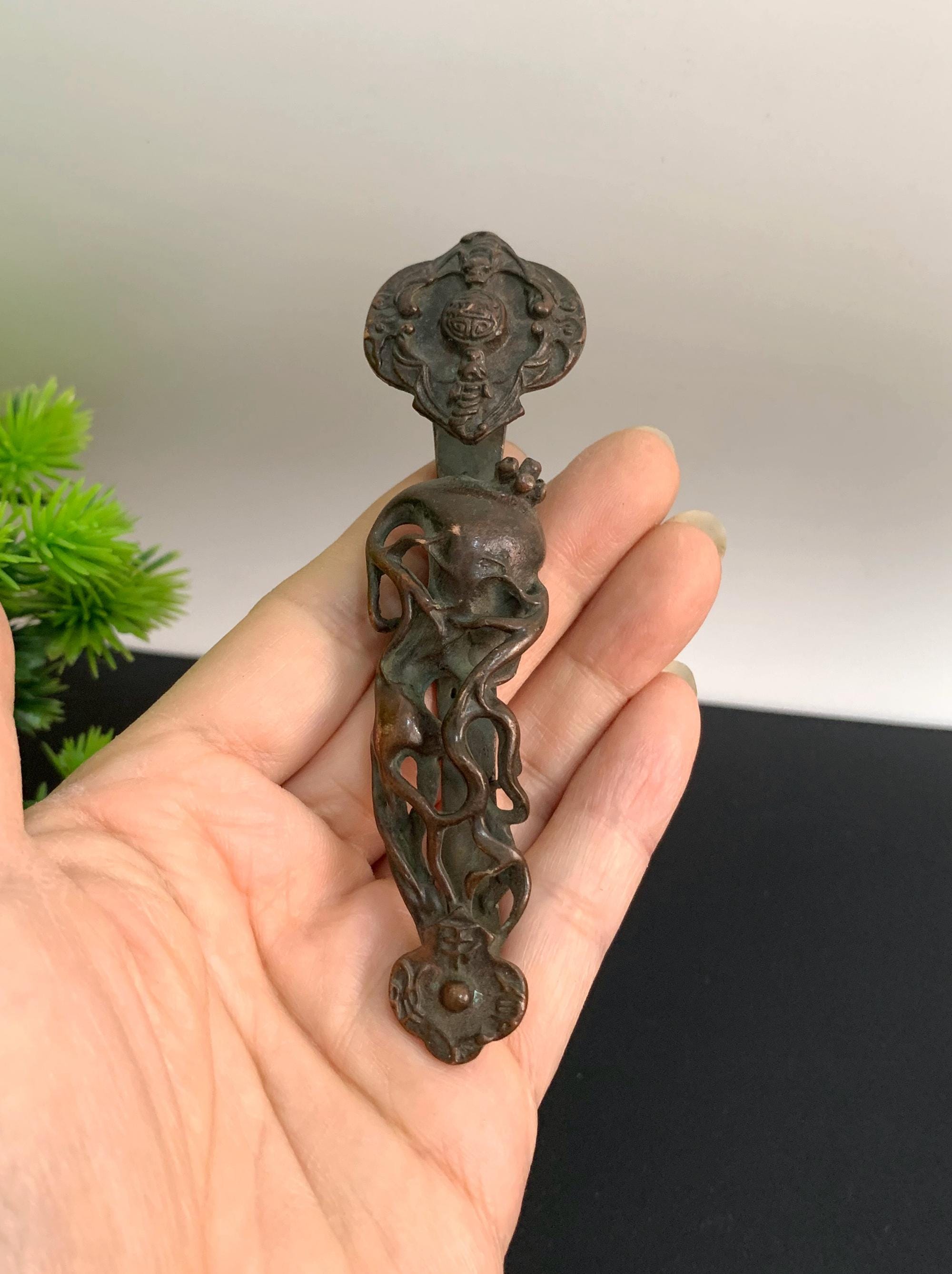 Vintage Bronze Carved Ruyi Statue. Fengshui Statue - Etsy