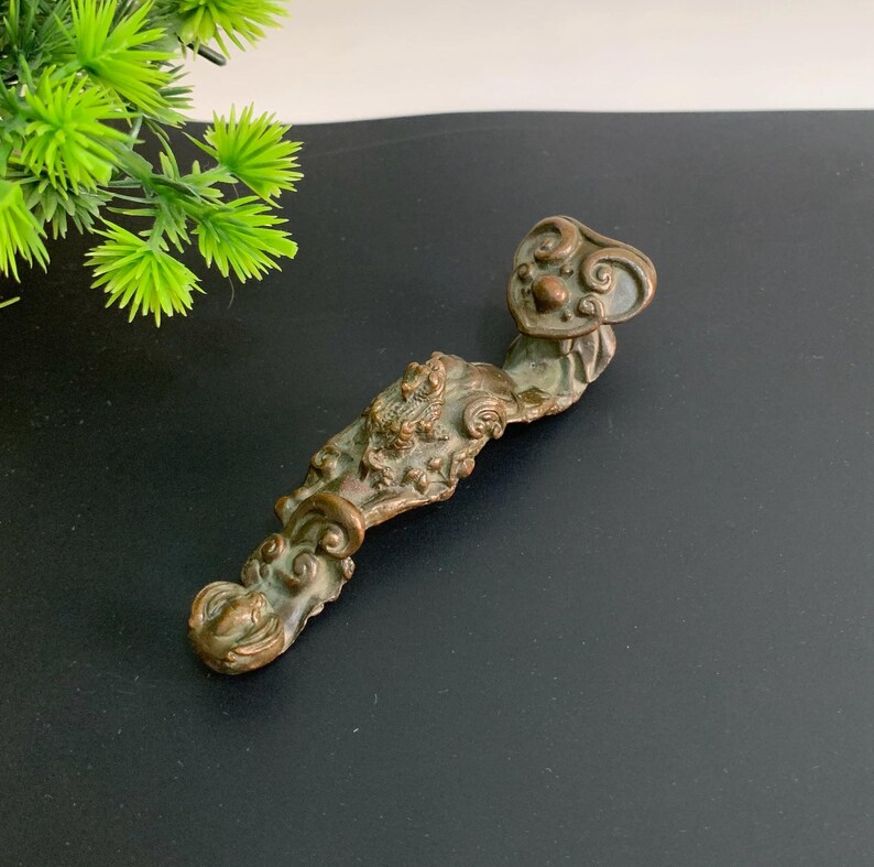 Vintage Bronze Carved Ruyi Statue. Fengshui Statue - Etsy