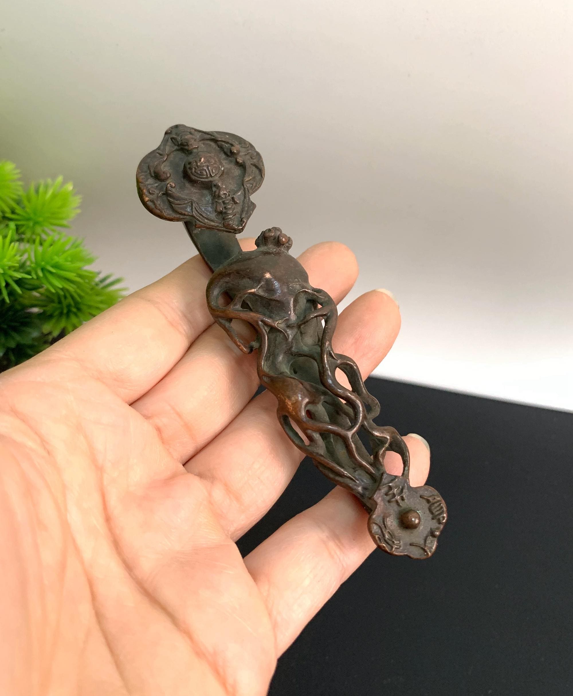 Vintage Bronze Carved Ruyi Statue. Fengshui Statue - Etsy