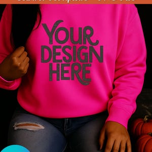 Neon Pink Halloween Mockup, Trendy Aesthetic Flat Lay, Comfort Colors Mockup, Spooky Halloween Design