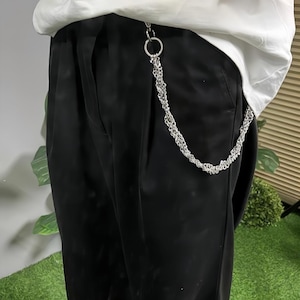 Gothic Punk Belt Chain, 90s Grunge Wallet Chain, Emo Accessory, Retractable ID Reel