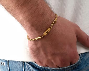 Pulsera personalizada con nombre para hombre: regalo de joyería personalizado de oro o plata