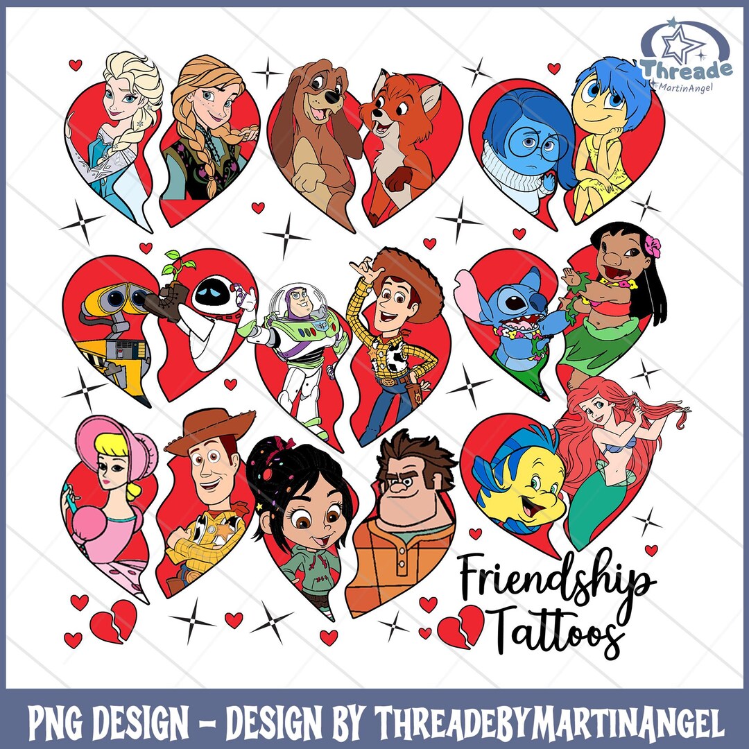 Friendship Duo PNG – Cute Cartoon Heart Design | Best Friends Digital ...