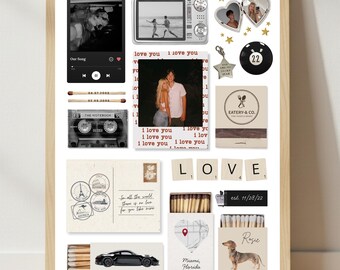 Anniversary Gift for Boyfriend or Girlfriend | Editable Matchbook Poster Template | Custom Valentines Gift or Birthday | Matchbox Art Print