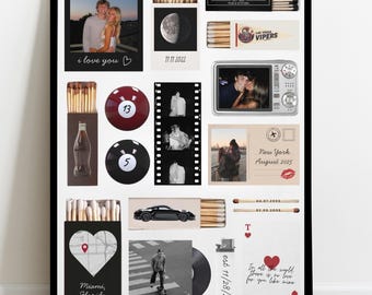 Anniversary Gift for Boyfriend | Editable Matchbook Poster Template | Matchbox Art Print Custom Anniversary or Birthday Gift for Him or Her