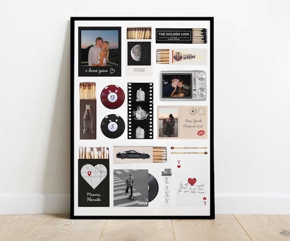 Anniversary Gift for Boyfriend | Editable Matchbook Poster Template | Matchbox Art Print Custom Anniversary or Birthday Gift for Him or Her