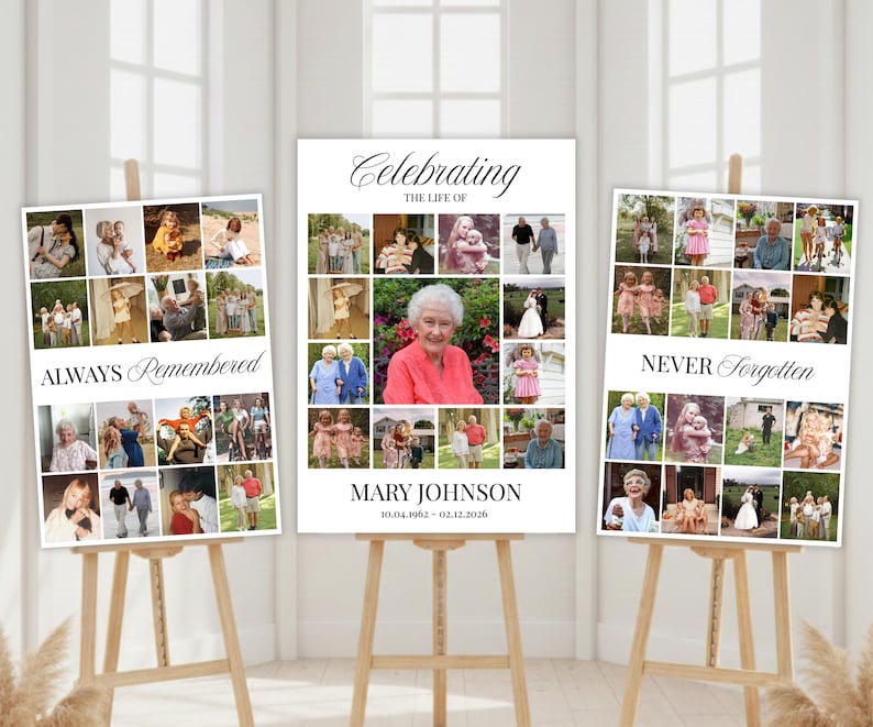 Funeral Welcome Sign Template | Photo Collage Memorial Poster ...