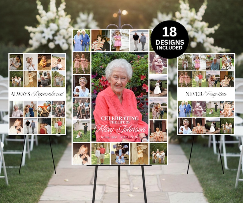 Funeral Welcome Sign Template | Photo Collage Memorial Poster ...