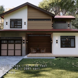 Modern Home Building Plan / 3 Bedroom, 3 Bathroom with Garage