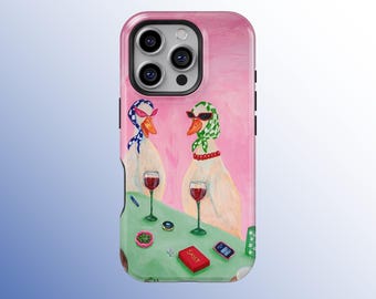 Sassy Duck Illustration Case, Retro Chic Aesthetic, Pink Cute Duck Art, Funny Whimsical Cover, iPhone 17 16 15 14 13 12 11, Samsung S25 S24
