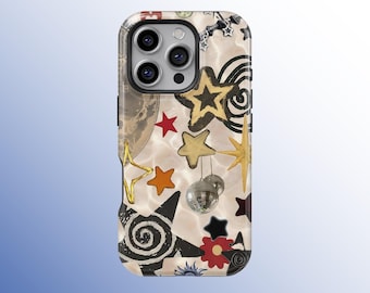 Retro Y2K Handyhülle, Sterne Grunge Ästhetische Trendy Einzigartige Handyhüllen, iPhone 17 16 15 14 13 12 11 Pro Max, Samsung S26 S24 S23 S22 Ultra