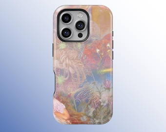 Retro Floral Phone Case, Dreamy Fantasy Art Phone Cases, Ethereal Fairy Garden Phone Cover for iPhone 17 16 15 14 13 12 Pro Max, Samsung S25