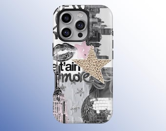 New York Collage Phone Case, Leopard Star Phone Cases, Disco Ball Phone Cover for iPhone 17 16 15 14 13 12 11 Pro Max, Samsung S25 S24 S23