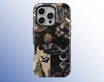 Dark Academia Aesthetic Handyhülle Vintage Bücher Gothic Mood Cover für iPhone 17 16 15 14 13 12 11 Pro Max, Samsung Galaxy S26 S24 S23 Ultra