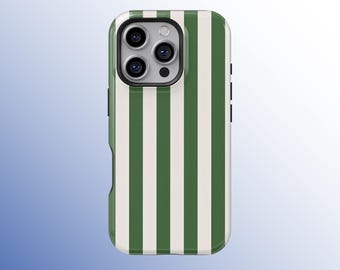 Retro Classic Green Strips Aesthetic Phone Cover for iPhone 17 16 15 14 13 12 11 Pro Max, Samsung S25 S24 S23 S22 Ultra, Trendy Phone Case