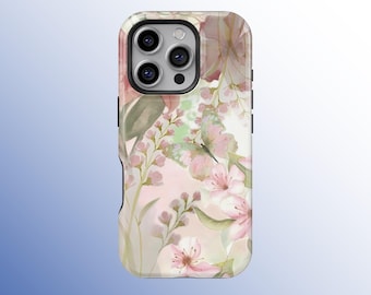 Watercolor Floral Butterfly Phone Case, Soft Pastel Flower Phone Cover for iPhone 17 16 15 14 13 12 11 Pro Max, Samsung S25 S24 S23 S22 S21