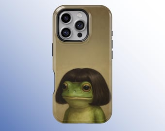Funda para móvil con diseño de rana graciosa con corte de pelo bob, funda original con meme de animal de dibujos animados para iPhone 17, 16, 15, 14, 13, 12, 11 Pro Max, Samsung S25, S24, S23
