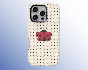 Ladybug Phone Case, Whimsical Bug Cool Y2K Art, Cute Insect Shape, Quirky Design, iPhone 17 16 15 14 13 12 11 Pro Max, Samsung S25 S24 S23