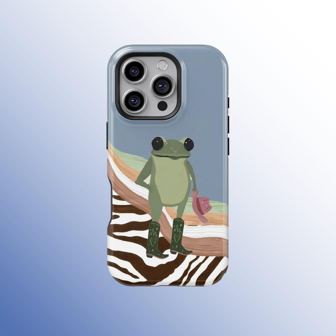 Cute Frog Art Phone Case, Quirky Cartoon Frog Cover for iPhone 17 16 15 ...