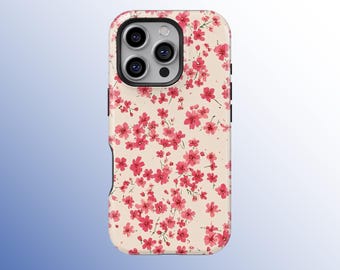 Cherry Blossom bloemen telefoonhoesje, roze bloem telefoonhoesjes, Japanse Sakura Spring Cover, iPhone 17 16 15 14 13 12 Pro Max, Samsung S25 S24
