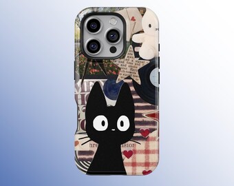 Cute Cat and Rabbit Phone Case, Black Cat Phone Cover for iPhone 17 16 15 14 13 12 11 Pro Max, Samsung Galaxy S25 S24 S23 S22 S21 Ultra