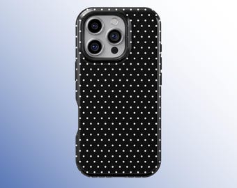 Black Polka Dots Phone Case, Soft Girl Cute Design, Y2K Style, Cute Trendy Aesthetic for iPhone 17 16 15 14 13 12 Pro Max, Samsung S25 S24