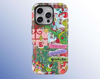 Retro Grinchmas Christmas Phone Case, Vintage Christmas Phone Cover for iPhone 17 16 15 14 13 12 11 Pro Max, Samsung S25 S24 S23 S22 Ultra