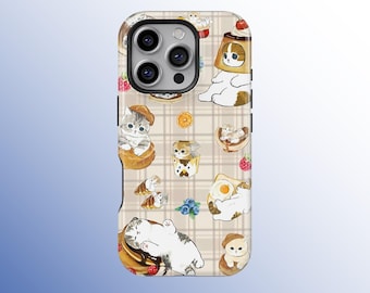 Cute Carton Cat Phone Case Japanese Kitty Collage Cover Kawaii Pet Collage iPhone 17 16 15 14 13 12 11 Pro Max, Samsung S25 S24 S23 Ultra