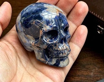 Sodalite Crystal Skull, 2 Inch Hand Carved Gemstone Skull, Healing Crystal