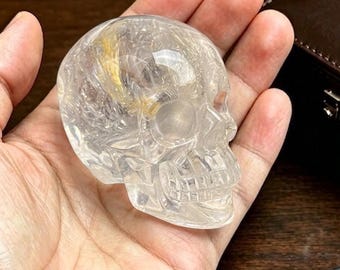2 Inch Clear Quartz Crystal Skull – Hand Carved Healing Stone for Energy Amplification & Clarity, Father's Day Gift