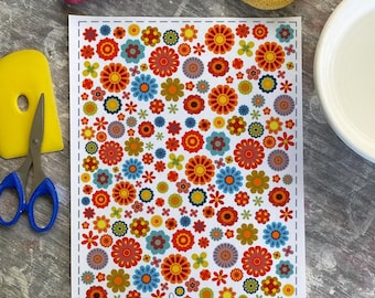Flower Power - Overglaze Decal Sheet- Kiln Fired and Oven Fired