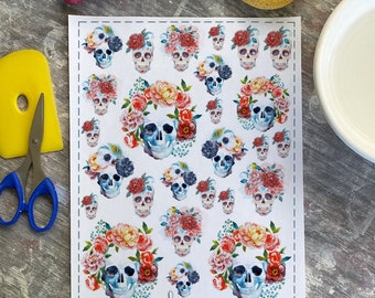 Watercolor Skulls - Overglaze Decal Sheet