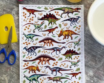 Dinosaurs - Overglaze Decal Sheet- Kiln Fired and Oven Fired