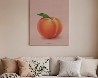 Pfirsich gerahmte Leinwandkunst, minimalistisches Küchendekor