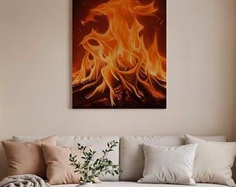 Flame Spirit Framed Canvas Art, Fire Dance Abstract Painting